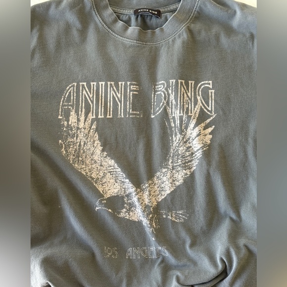 ANINE BING LILI EAGLE WING TSHIRT CHARCOAL GREY GRAY SIZE L LARGE TEE T-SHIRT - Picture 3 of 4